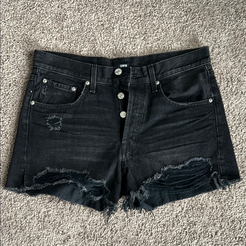 NEVER WORN Edwin Black Ripped Jean Shorts